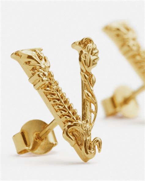 versace ear studs|versace gold stud earrings men's.